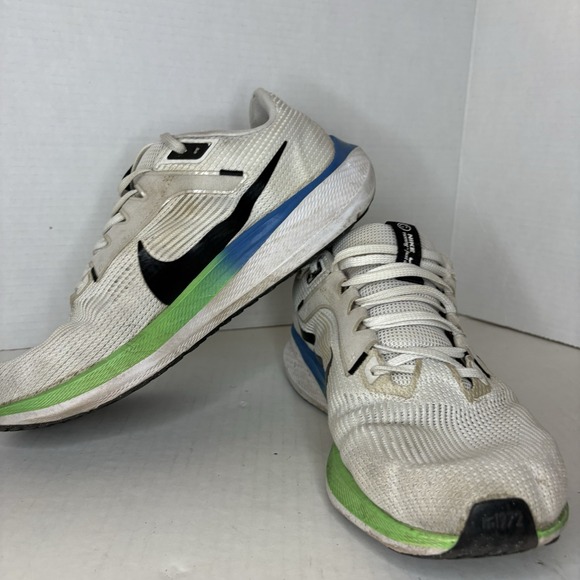 Nike Pegasus 40 Men's 10.5 Wide Running Shoes White Green Blue DV7480-006 Air - Picture 4 of 9